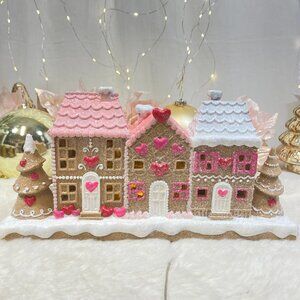 Cupcakes and Cashmere Heart LOVE Gingerbread Valentine Led Light up Village